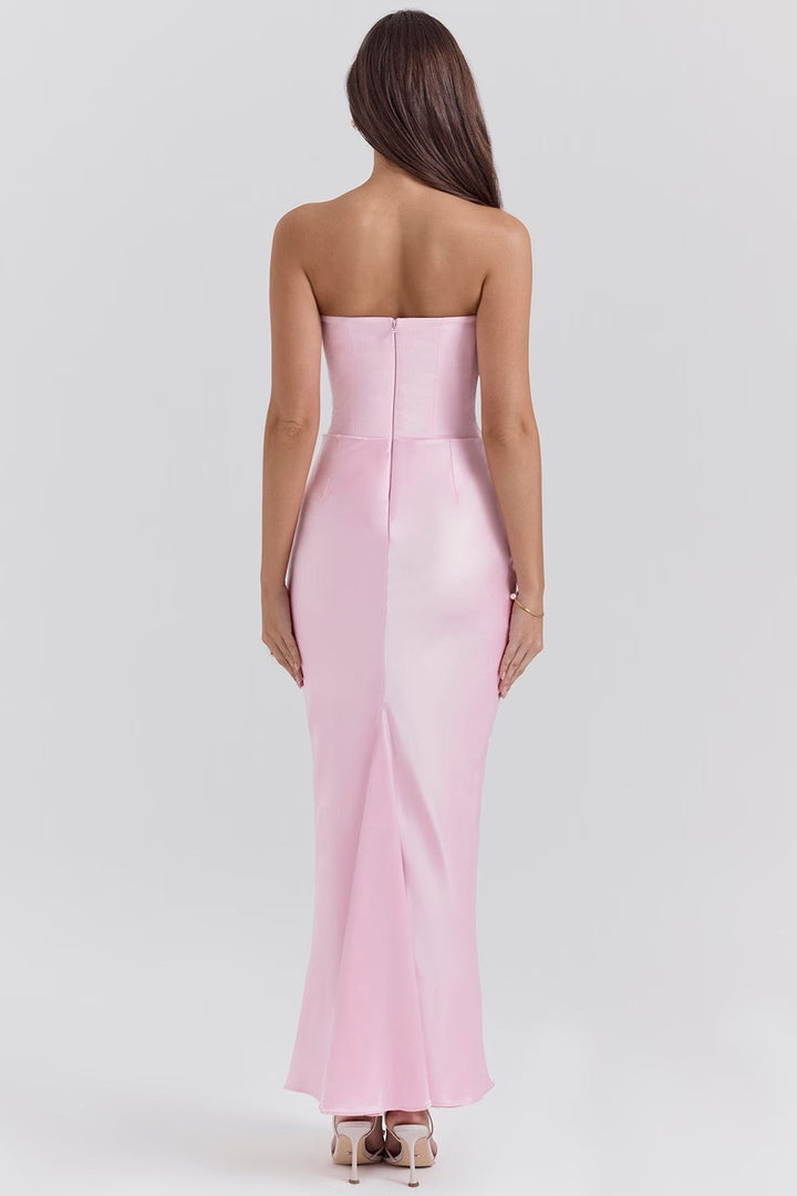 Hera - Elegant Retro Solid Color Strapless Party Dress